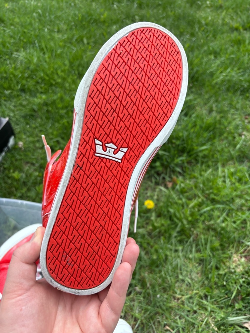 FUBU Red High-Top Patent Sneaker with White Sole - Picture 6 of 8